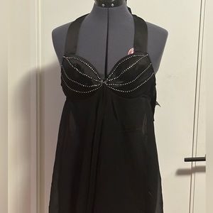 Ann Summers Rhinestone Black Babydoll with Thong